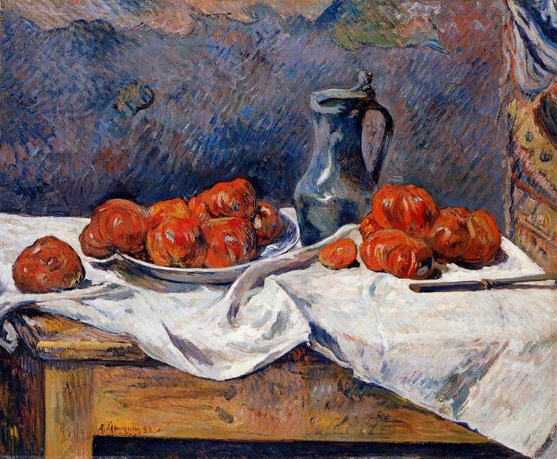 Paul Gauguin Tomatoes and a Pewter Tankard on a Table